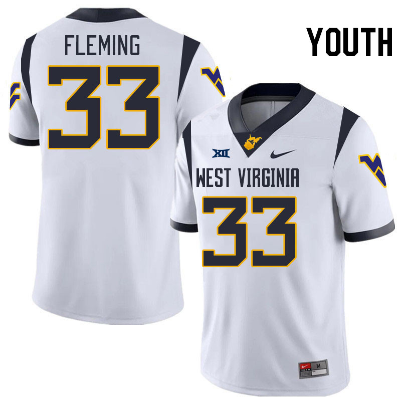 Youth #33 Aydin Fleming West Virginia Mountaineers College 2024 New Uniforms Football Jerseys Stitch